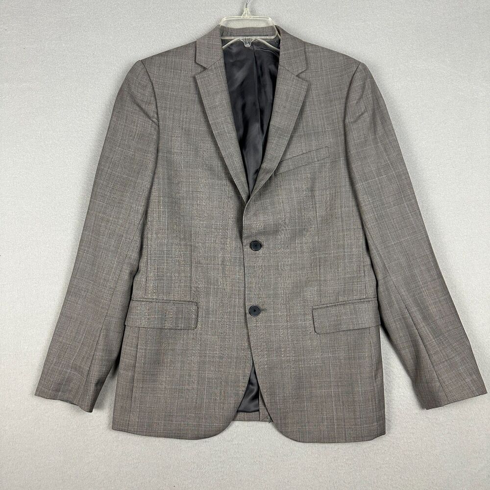 Theory Mens Size 38 Rudolf CF Kurson Suit Jacket Blazer Wool Gray Glen Plaid